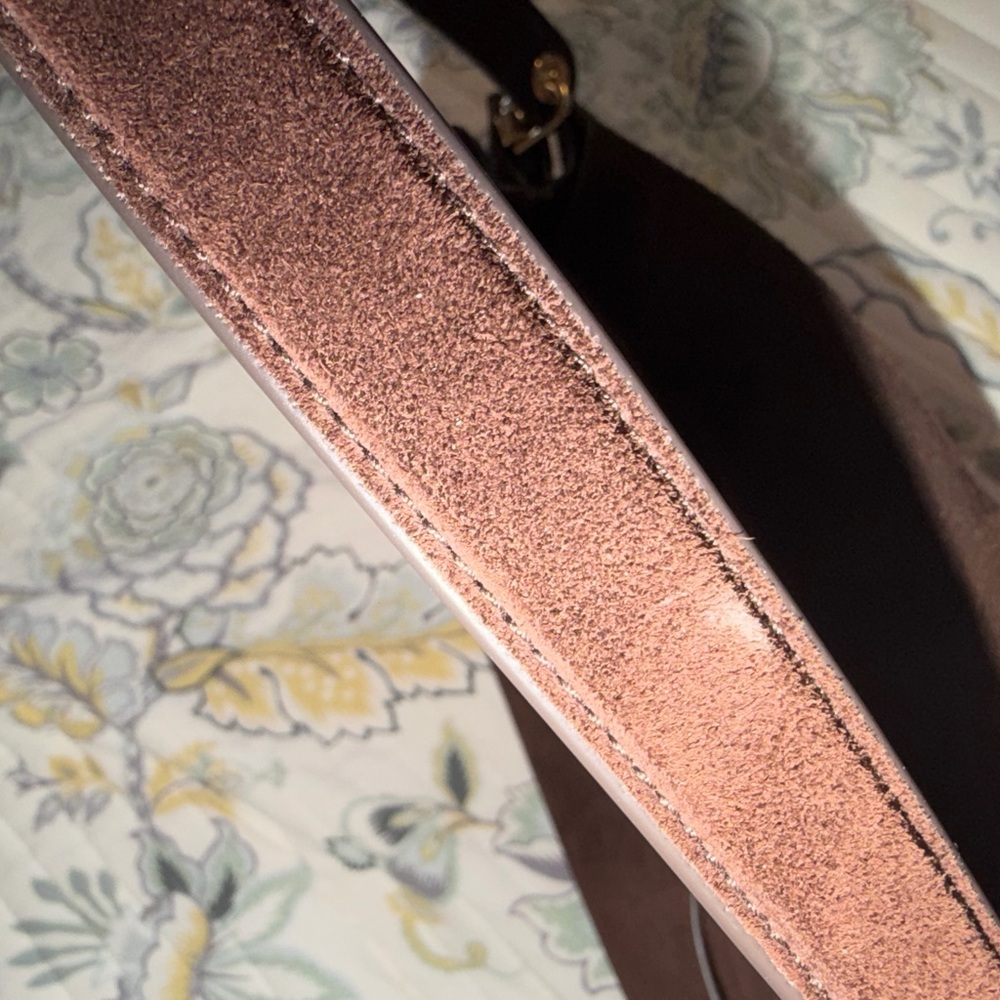 Tory Burch Suede Lee Radziwill Shoulder Bag in Dark Cocoa - Picture 13 of 16